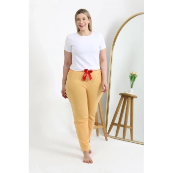MARSiLYAN- Kadın Pamuklu Büyük Beden Alt Pijama Sarı