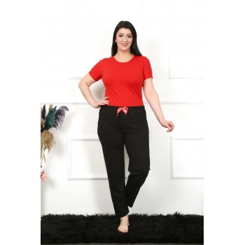 MARSiLYAN- Kadın Pamuklu Büyük Beden Alt Pijama Siyah