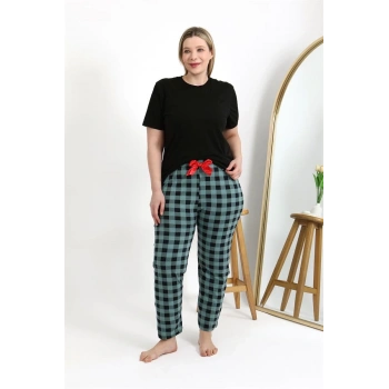 MARSiLYAN- Kadın Pamuklu Büyük Beden Alt Pijama Turkuaz