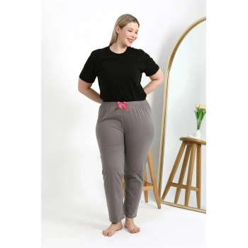 MARSiLYAN- Kadın Pamuklu Büyük Beden Alt Pijama Vizon