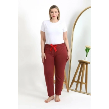 MARSiLYAN- Kadın Pamuklu Büyük Beden Alt Pijama Yavruağzı