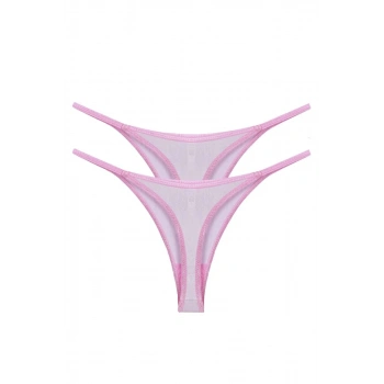 MARSiLYAN- Kadın Pembe Transparan 2li Tanga Slip