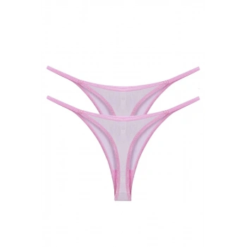 MARSiLYAN- Kadın Pembe Transparan 2li Tanga Slip