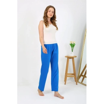 MARSiLYAN- Kadın Penye Düz Tek Alt Pijama Mavi