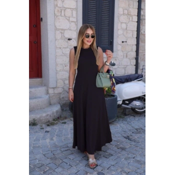 MARSiLYAN- Kadın Sıfır Kollu Bisiklet Yaka Viskon Elbise