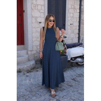 MARSiLYAN- Kadın Sıfır Kollu Bisiklet Yaka Viskon Elbise