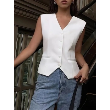 MARSiLYAN- Kadın Sıfır Kollu önden Düğmeli Atlas Yelek