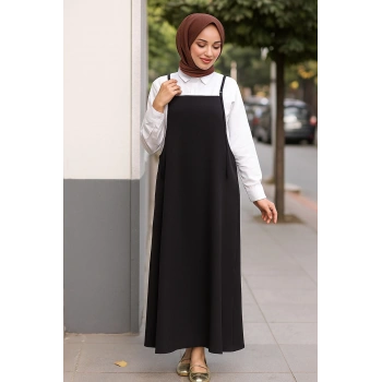 MARSiLYAN- Kadın Siyah Basic Ayarlanabilir Askılı Jile Elbise