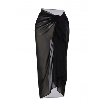 MARSiLYAN- Kadın Siyah Bodrum Stili Bağlama Detaylı 150x75 Pareo