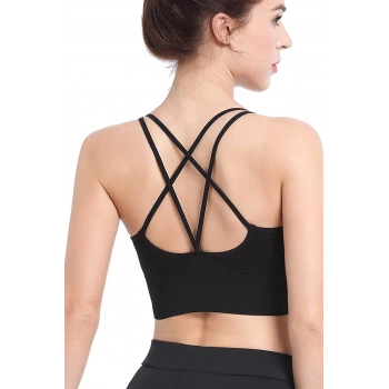 MARSiLYAN- Kadın Siyah Çarpraz İpli Spor Büstiyer