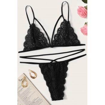 MARSiLYAN- Kadın Siyah Dantel Sütyen Külot Takımı