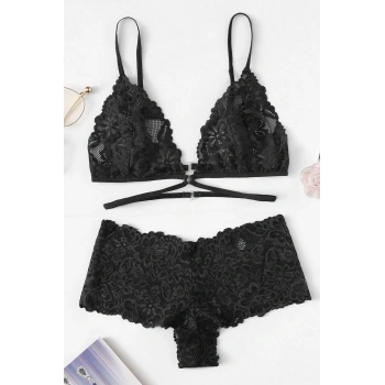 MARSiLYAN- Kadın Siyah Özel Şık Sütyen Külot Takımı