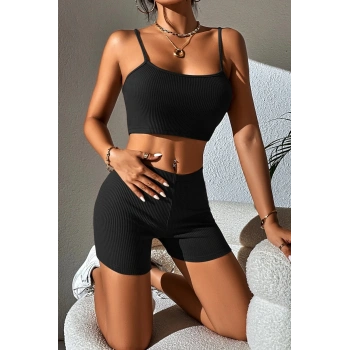 MARSiLYAN- Kadın Siyah Şortlu Kaşkorse Gecelik Takım