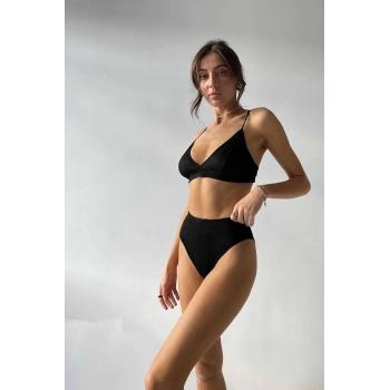 MARSiLYAN- Kadın Siyah Yüksek Bel Dolgusuz Slip Takım