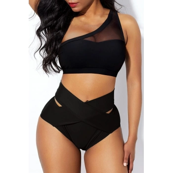 MARSiLYAN- Kadın Siyah Yüksel Bel Tül Detaylı Sütyen Külot Takımı