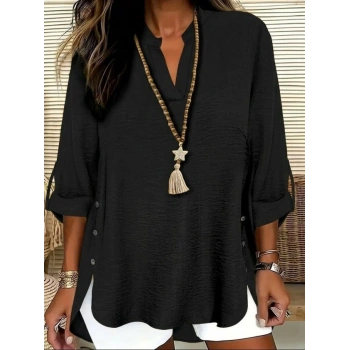 MARSiLYAN- Kadın Truvakar Kol Hakim Yakalı Yandan Düğme Detaylı Aerobin Bluz