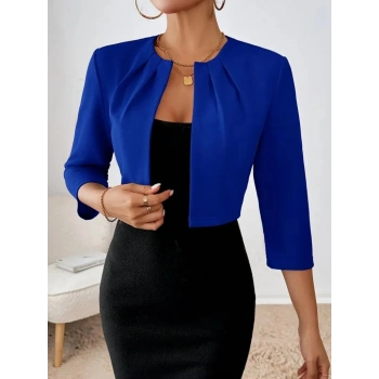 MARSiLYAN- Kadın Truvakar Kol önü Açık Kısa Ithal Krep Ceket