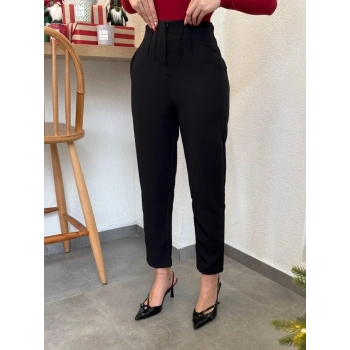 MARSiLYAN- Kadın üste Oturan Paçası Bilek üzerinde Biten Atlas Kumaş Pantolon 36 (S) - 48 (4XL)