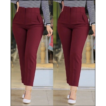 MARSiLYAN- Kadın üste Oturan Paçası Bilek üzerinde Biten Atlas Kumaş Pantolon 36 (S) - 48 (4XL)