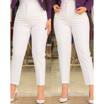 MARSiLYAN- Kadın üste Oturan Paçası Bilek üzerinde Biten Atlas Kumaş Pantolon 36 (S) - 50 (5XL)