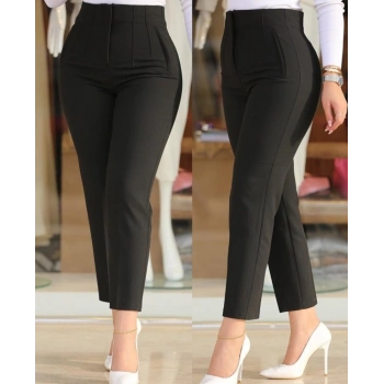 MARSiLYAN- Kadın üste Oturan Paçası Bilek üzerinde Biten Krep Kumaş Kumaş Pantolon 36 (S) - 50 (5XL)