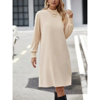 MARSiLYAN- Kadın Uzun Kollu Balıkçı Yaka Kısa şardonlu Dalgıç Elbise