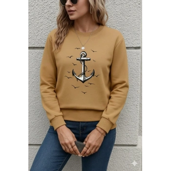 MARSiLYAN- Kadın Uzun Kollu Bisiklet Yaka Desenli Viskon Iki Iplik Bluz