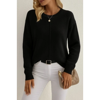 MARSiLYAN- Kadın Uzun Kollu Bisiklet Yaka Düşük Omuz Detaylı Triko Bluz