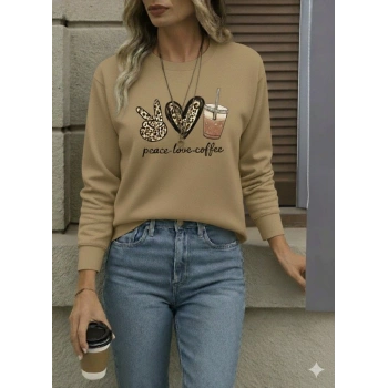 MARSiLYAN- Kadın Uzun Kollu Bisiklet Yaka Kalp Desenli Viskon Iki Iplik Bluz