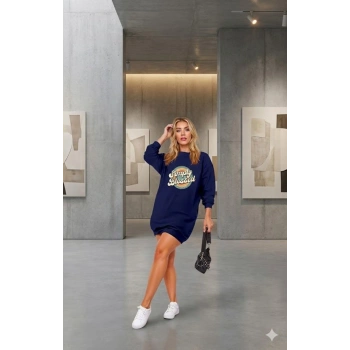 MARSiLYAN- Kadın Uzun Kollu Bisiklet Yaka Yazılı Viskon Iki Iplik Elbise