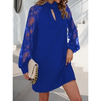 MARSiLYAN- Kadın Uzun Kollu Damla Detaylı Sandy Mini Elbise