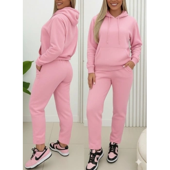 MARSiLYAN- Kadın Uzun Kollu Kapşonlu Bağcıklı üç Iplik Bluz Ve Pantolon Ikili Takım