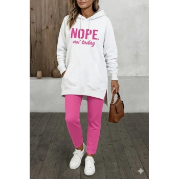 MARSiLYAN- Kadın Uzun Kollu Kapşonlu Bağcıklı Viskon Iki Iplik Sweat