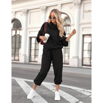 MARSiLYAN- Kadın Uzun Kollu Kapşonlu Viskon Iki Iplik Bluz Ve Pantolon Ikili Takım