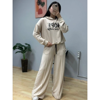 MARSiLYAN- Kadın Uzun Kollu Nope Baskılı Beli Ribanalı Ikili Takım