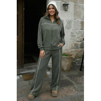 MARSiLYAN- Kadın Uzun Kollu önden Fermuarlı Bluz Ve Pantolon Modal Ikili Takım