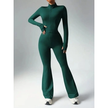 MARSiLYAN- Kadın Uzun Kollu önden Fermuarlı Kısa Dalgıç Bluz Ve Pantolon Ikili Takım