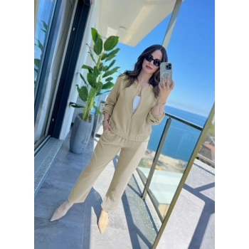 MARSiLYAN- Kadın Uzun Kollu önden Fermuarlı Modal Ceket Ve Pantolon Ikili Takım