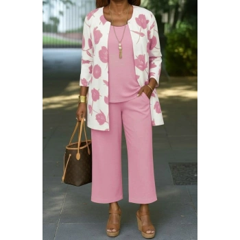 MARSiLYAN- Kadın Uzun Kollu önü Açık Modal Ceket Kolsuz Viskon Iki Iplik Bluz Ve Pantolon üçlü Takım