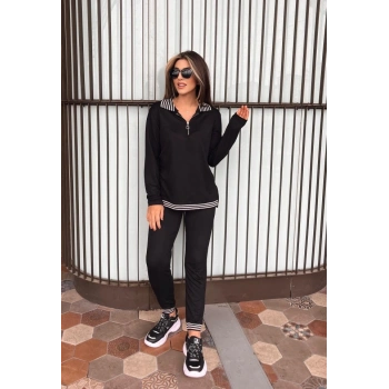 MARSiLYAN- Kadın Uzun Kollu Ribana Ve Fermuar Detay Bluz Ve Yüksel Bel Pantolon 2li Takım