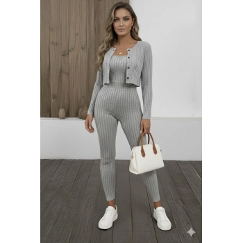 MARSiLYAN- Kadın Uzun Kollu şardonlu Kaşkorse Straplez Ile Kısa önden Düğmeli Ceket Ikili Takım