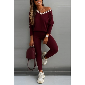 MARSiLYAN- Kadın Uzun Kollu Tek Omuzu Açık Detaylı Viskon Iki Iplik Bluz Ve Pantolon Ikili Takım