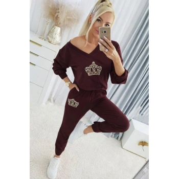 MARSiLYAN- Kadın Uzun Kollu V Yakalı Desenli Viskon Iki Iplik Bluz Ve Pantolon Ikili Takım