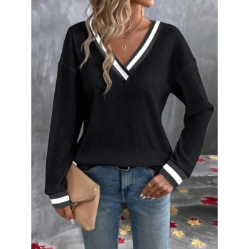 MARSiLYAN- Kadın Uzun Kollu V Yakalı Waffle Bluz