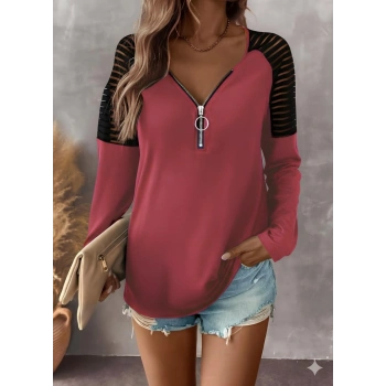 MARSiLYAN- Kadın Uzun Kollu Yakadan Fermuarlı Viskon Bluz