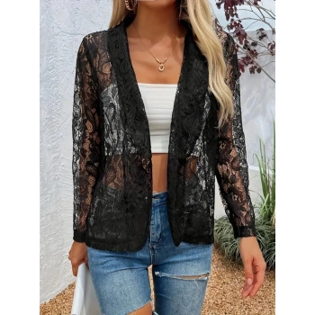 MARSiLYAN- Kadın Uzun Kollu Yakalı önü Açık Dantelli Ceket