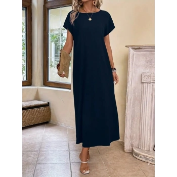 MARSiLYAN- Kadın Uzun Kollu Yakası Açık Viskon Elbise