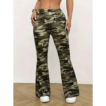 MARSiLYAN- Kadın Yüksek Bel Kamuflaj Desenli Dalgıç Tayt