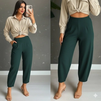 MARSiLYAN- Kadın Yüksek Bel Krep Pantolon