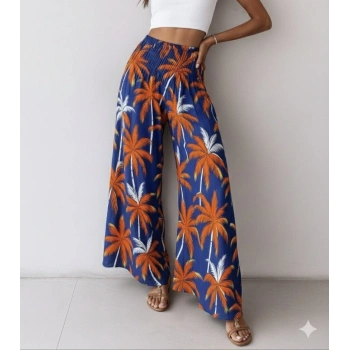 MARSiLYAN- Kadın Yüksek Bel Lastikli Desenli Süprem Pantolon